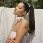 Bobble Hair Tie in Rose Water model wearing Bobble Hair Tie in Rose Water