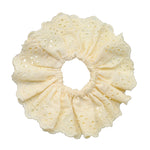 Eyelet Scrunchie in Daylily Eyelet Scrunchie Butter Yellow Ponytail Holder in Daylily