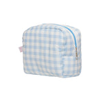 Gingham Pouch in Powder Blue Gingham Pouch in Powder Blue 3/4 view
