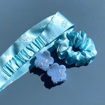 Hanbok Scrunchie in Blue Nabi Hanbok Scrunchie in Blue Nabi with Headbands + Clips