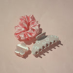 Hanbok Scrunchie in Pink Nabi Hanbok Scrunchie in Pink Nabi with Sugar Blossom Clips