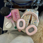 Custom Paddle Brush Custom Bamboo Paddle Brushin in Pink Sugar Barbara on an airplane tray