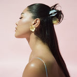 Midi Blossom Clip in Yuzu model wearing Midi Blossom Clip in Yuzu in her hair