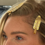 Popstar Clips in Italian Ice closeup of elsa hosk wearing Popstar Creaseless Makeup Hair Clips in Italian Ice and Panna Cotta