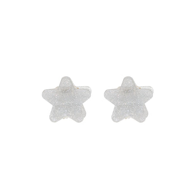 Baby Star Clip Set in Silver Tinsel