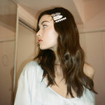 Barrette Set of 3 in Plié closeup of model wearing Barrette Set of 3 in Plié