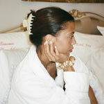 Big Effing Clip in Chantilly closeup of model wearing big effing clip in chantilly in hair