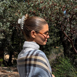 Big Effing Clip in Cozy Cloud Gingham Olivia Jade wearing Big Effing Clip in Cozy Cloud Gingham in hair