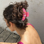 Big Effing Clip in Magenta Solstice model wearing Big Effing Clip in Magenta Solstice