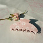 Big Effing Clip in Sugar Blossom Big Effing Clip in Sugar Blossom laying on a Sugar Blossom Scarf