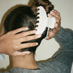 Big Effing Clip in Sugar Cookie model wearing Big Effing Clip in Sugar Cookie in hair