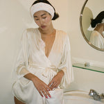 Cloud Headband in Sugar Blossom model wearing Cloud Headband in Sugar Blossom