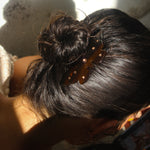 Comb Clip in Tortoise Papillon closeup of Comb Clip in Tortoise Papillon in hair