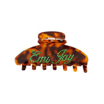 Custom Big Effing Clip Custom Big Effing Clip in Tortoise with Green Stones