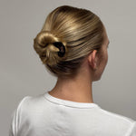 Hair Pin in After Party model wearing Iconic Velvet Bow Barrette in Cabernet in hair