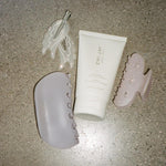 Half Moon Clip in Lilac Smoke angel hold with assorted emi jay hair clips