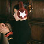 Heartbreaker Clip in Gold Tiara model wearing Sugar Muffs with Heartbreaker Clip in Gold Tiara