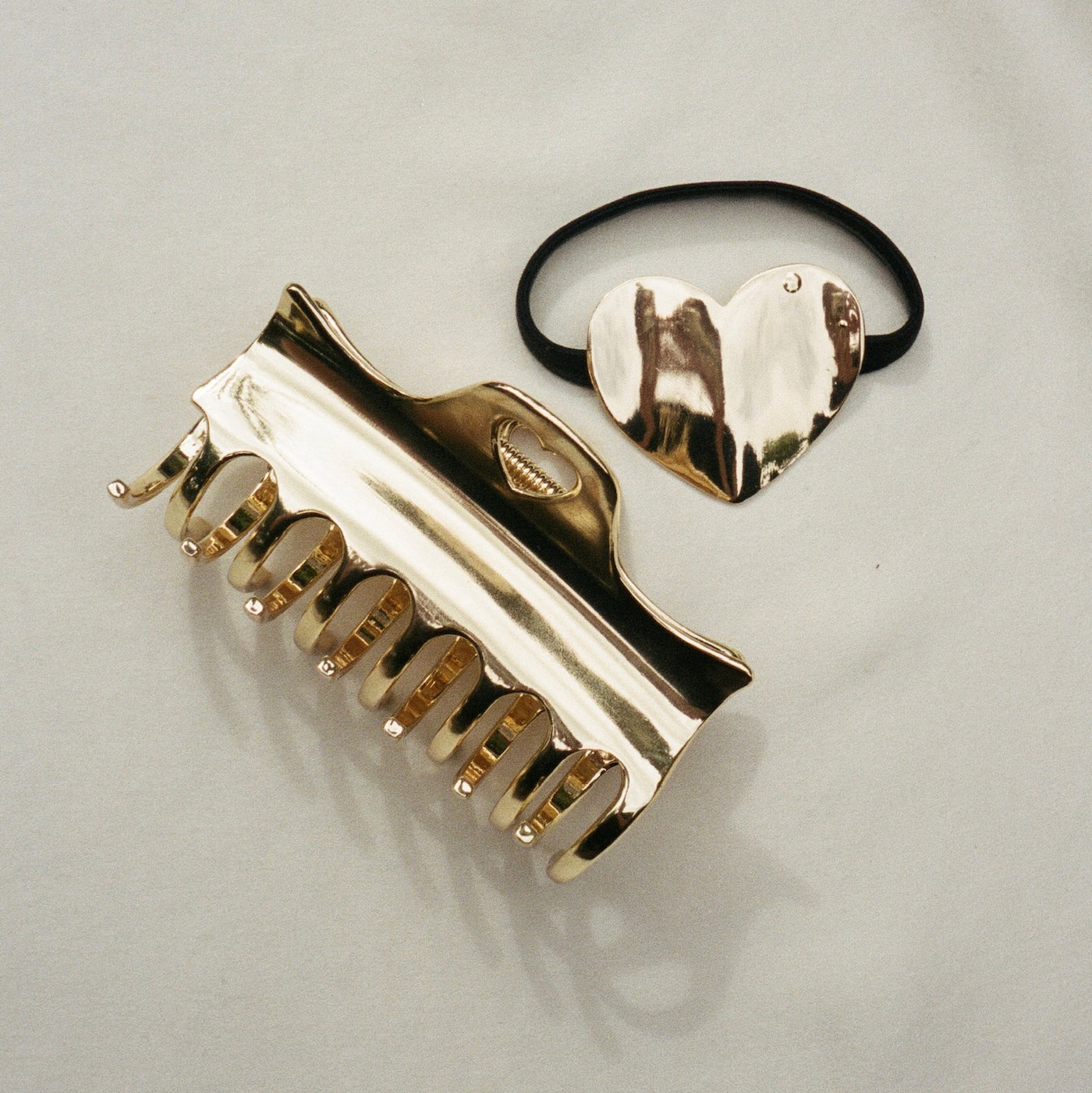 Heart Hair Tie in Gold Tiara with heartbreaker clip