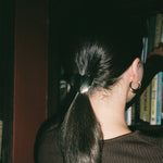 Heart Hair Tie in Gold Tiara model wearing Heart Hair Tie in Gold Tiara in hair