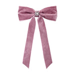 Iconic Velvet Bow Barrette in Baby Mauve Iconic Velvet Bow Barrette in Baby Mauve