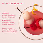 Aura Hair + Body Mist™ in Lychee Baby Aura Hair + Body Mist in lychee baby scent
top notes
lychee strawberry lemon bergamot
middle notes
jasmine caramel cherry mandarin
bottom notes
musk vanilla amber sweet almond moss