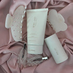 Mini Cloud Clip in Grey Smoke emi jay hair care and clips on pink fabric