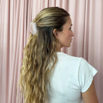 Mini Cloud Clip in Pink Smoke model wearing Mini Cloud Clip in Pink Smoke in hair