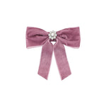 Mini Iconic Velvet Bow Barrette in Baby Mauve Mini Iconic Velvet Bow Barrette in Baby Mauve
