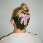 Mini Iconic Velvet Bow Barrette in Baby Mauve Mini Iconic Velvet Bow Barrette in Baby Mauve