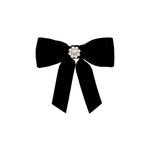 Mini Iconic Velvet Bow Barrette in Noir Mini Iconic Velvet Bow Barrette in Noir