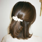 Ponytail Barrette in Chantilly Bloom model wearing Ponytail Barrette in Chantilly Bloom in hair