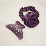 Princessa Clip in Plum Princessa Clip in Plum with rosette scrunchie