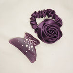 Rosette Scrunchie in Violet Rosette Scrunchie in Violet with princessa clip