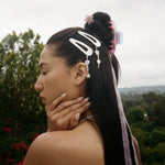 Snap Clip Set in Mother of Pearl model wearing Snap Clip Set in Mother of Pearl in hair