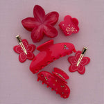 Super Bloom Clip in Beach Club assorted beach club red hair clips