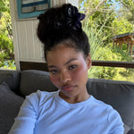 Super Bloom Clip in Blackberry model wearing Super Bloom Clip in Blackberry in hair