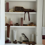Sweetheart Clip in Toasted Teddy Assorted Emi Jay hair care, accessories, and styling tools on shelves in cabinet.