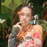 Baby Super Bloom Clip Set in Saltwater model wearing Baby Super Bloom Clip Set in Saltwater + Mango in braids