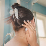 Big Effing Clip in Dream Cake closeup of Big Effing Clip in Dream Cake in hair