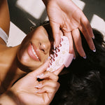 Big Effing Clip in Moon Dust model holding Big Effing Clip in Moon Dust in front of face with two hands