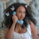 Butterfly Barrette Set in Dawn model wearing Butterfly Barrette Set in Dawn + Dusk in hair