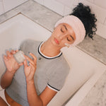 Cloud Headband in Cream Puff model wearing Cloud Headband in Cream Puff