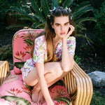 Baby Daisy Clip Set in Petal model with Baby Daisy Clip Set in Petal + Aqua + Jade + Lychee in hair