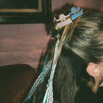 Baby Heartbreaker Clip Set in Pink Vanilla closeup of Baby Heartbreaker Clip Set in Frosting + Pink Vanilla in hair