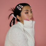 Barrette Set in Bundle Up model with Barrette Set in Bundle Up in hair