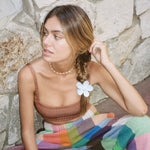 Big Daisy Clip in Blue Moon model wearing Big Daisy Clip in Blue Moon