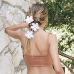 Big Daisy Clip in Bon Bon model wearing Big Daisy Clip in Bon Bon