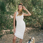 Big Effing Clip in Brown Sugar model standing with Big Effing Clip in Brown Sugar in hair