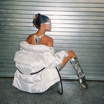 Big Effing Clip in Frostbite model wearing Big Effing Clip in Chrome + Frostbite