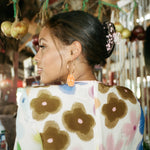 Big Effing Clip in Flower Power model wearing Big Effing Clip in Flower Power in hair